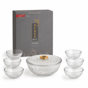 Glass Mate 8-Piece Glass Bowl & Tray Set - Yellow