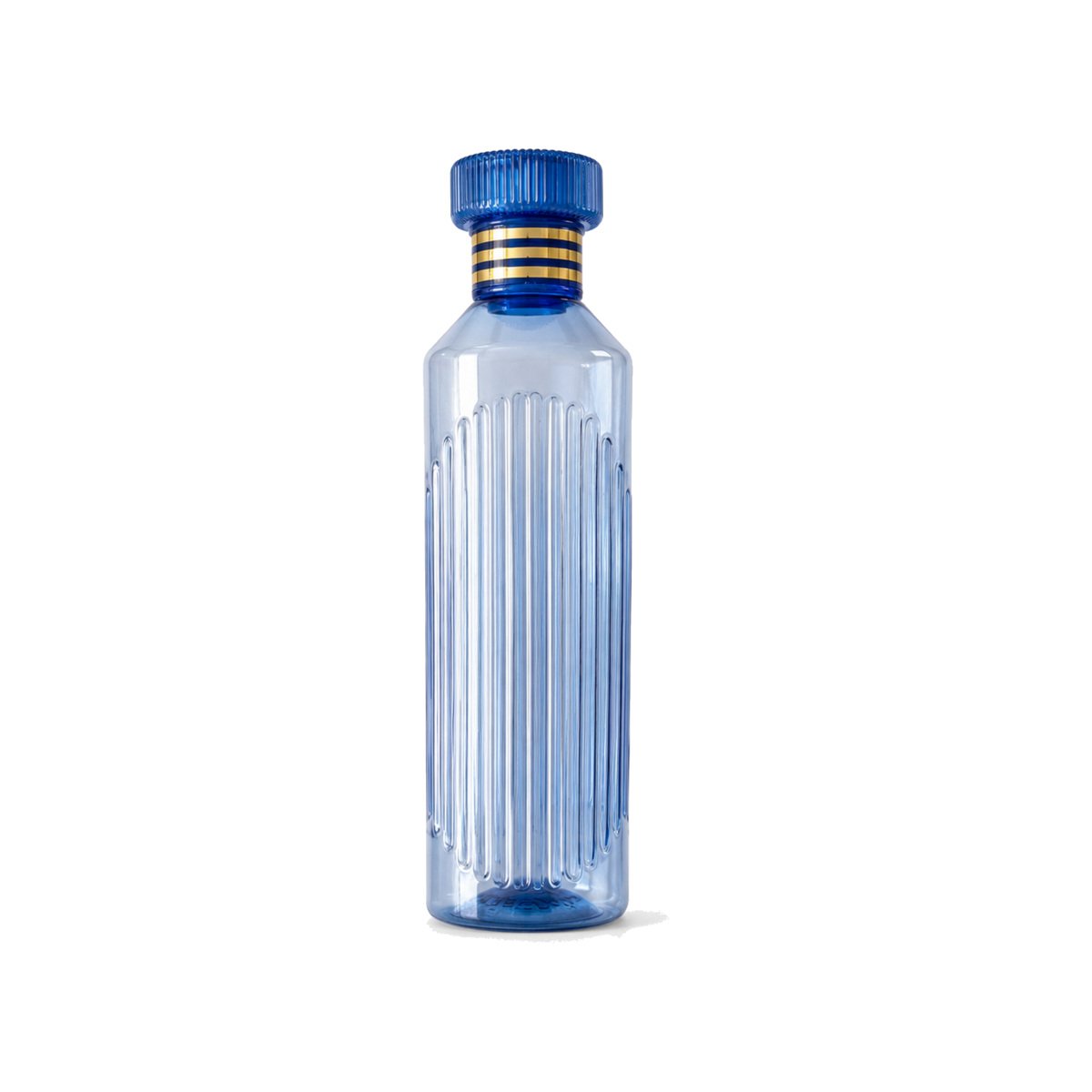 Blue Ribbed Slim Water Bottle