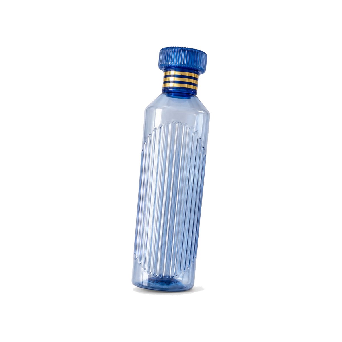 Blue Ribbed Slim Water Bottle - Image 2