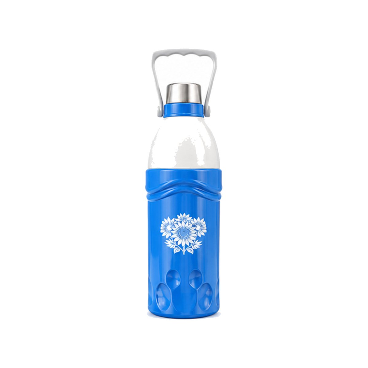 Blue Floral Carry Handle Water Bottle