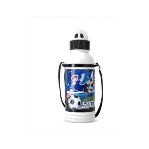 Black Football Print Kids Strap Bottle