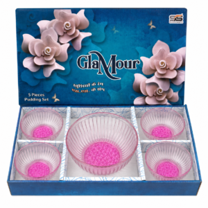 GlaMour 5-Piece Pink Pudding Bowl Set