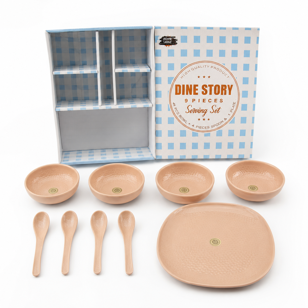 Home Shine Dine Story 9-Piece Peach Serving Set - Image 3