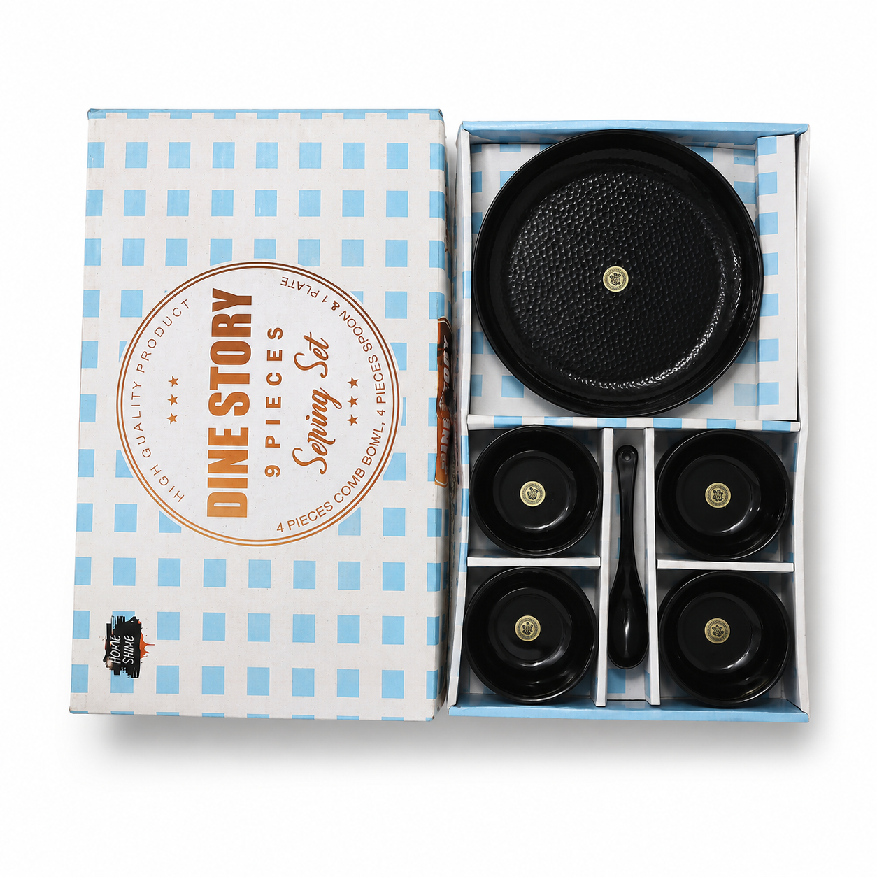 Home Shine Dine Story 9-Piece Black Serving Set