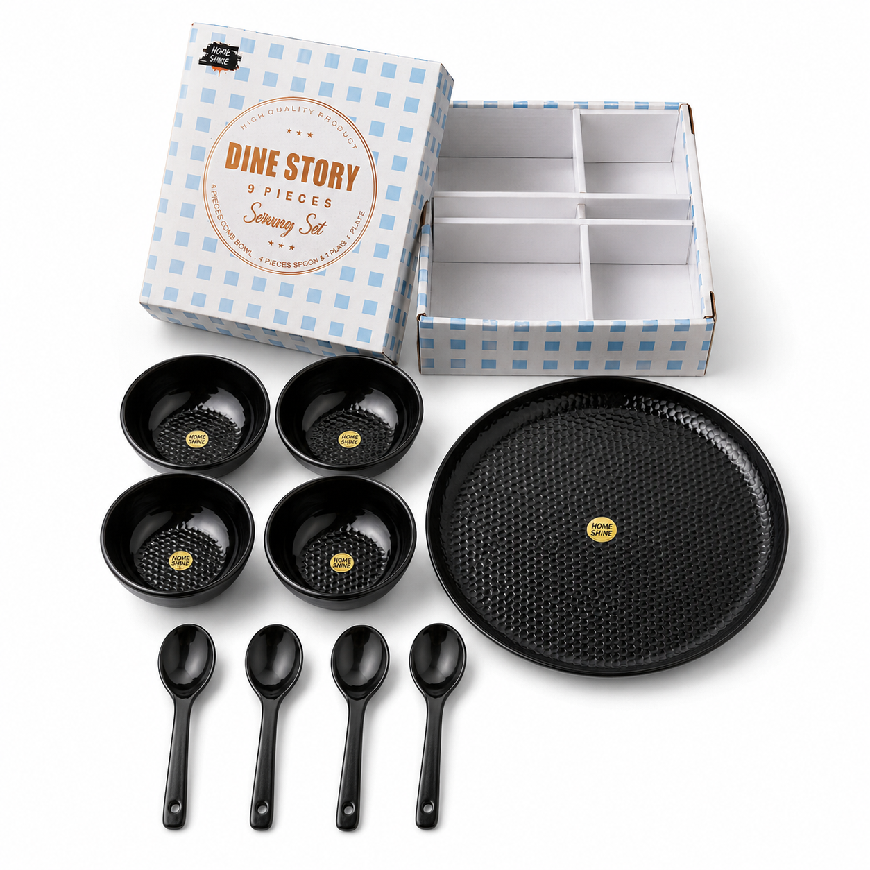 Home Shine Dine Story 9-Piece Black Serving Set - Image 4