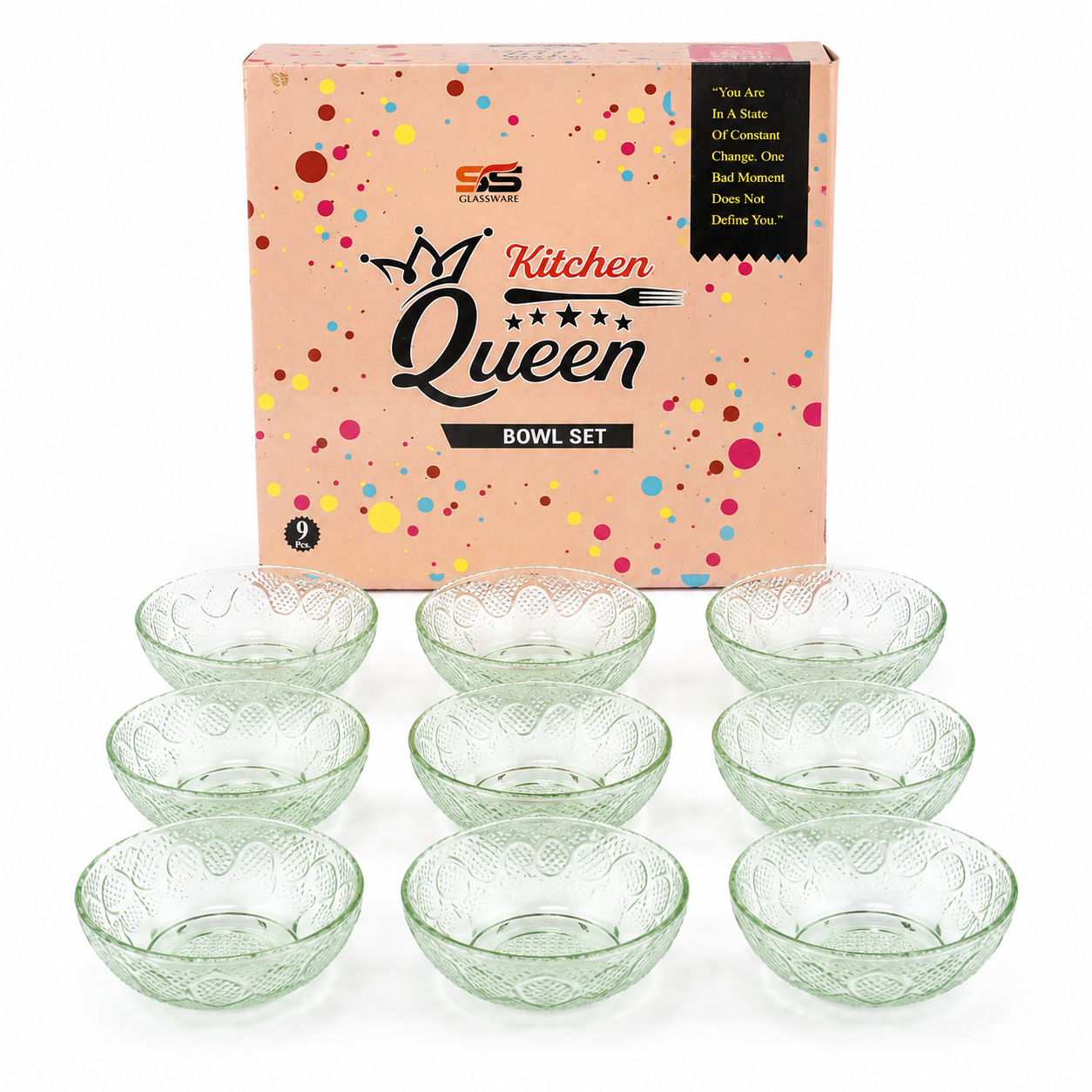 SS Glassware Kitchen Queen 9-Piece Bowl Set - Image 3