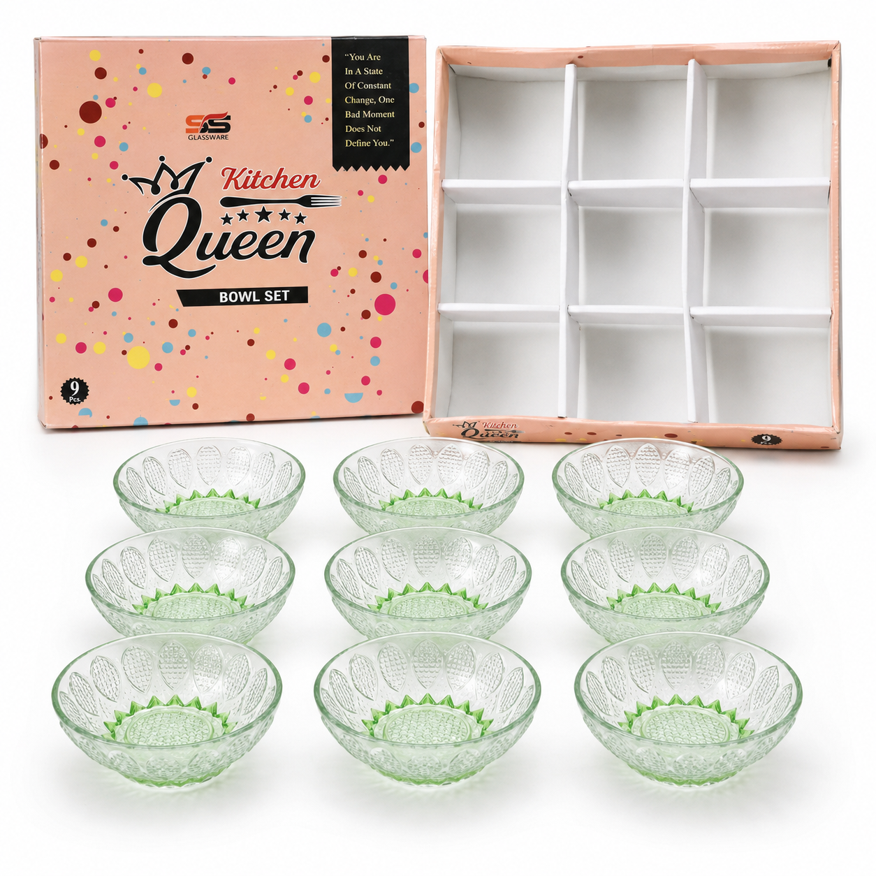 SS Glassware Kitchen Queen 9-Piece Bowl Set - Image 4