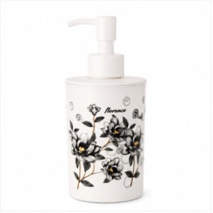 White Floral Pump Soap Dispenser