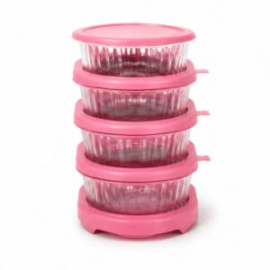 Pink-Lid Round Container Set
