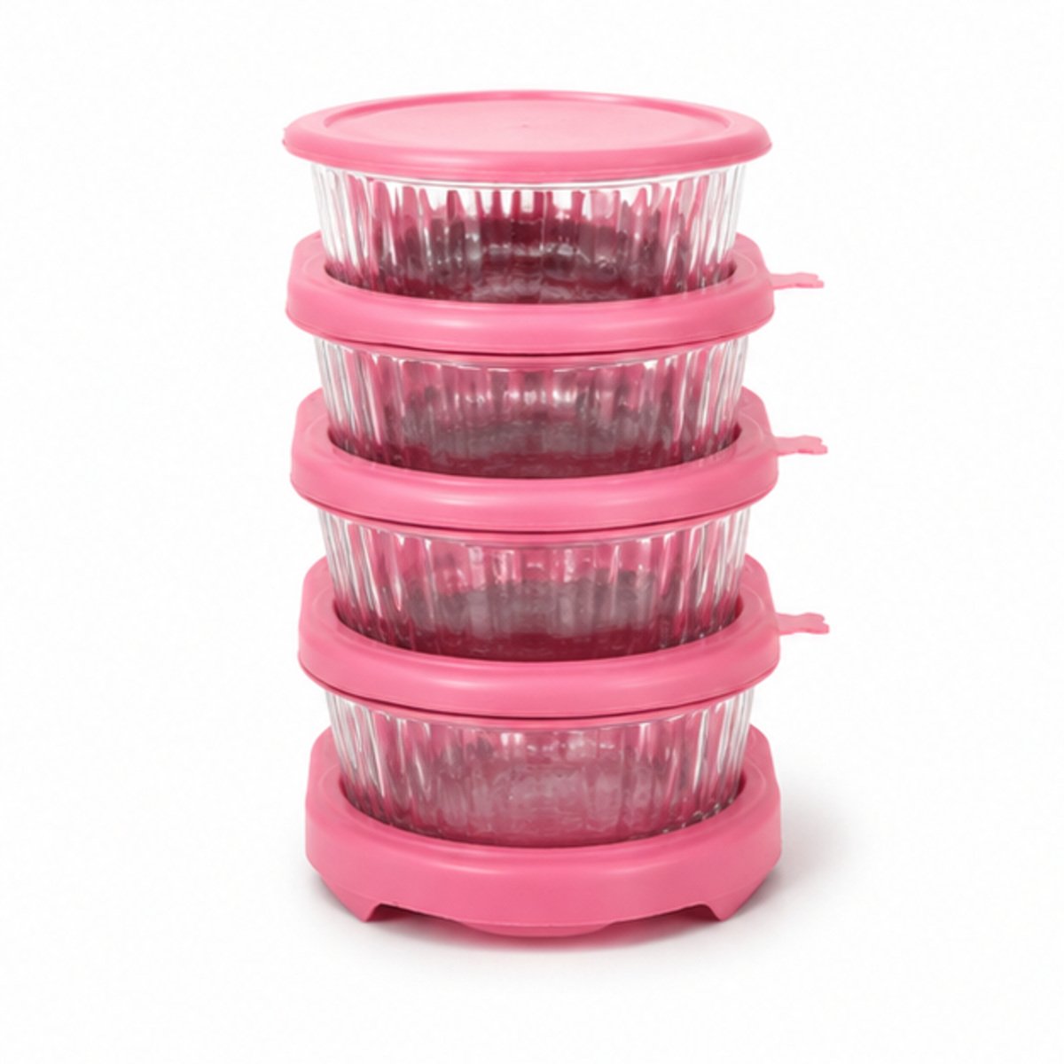 Pink-Lid Round Container Set