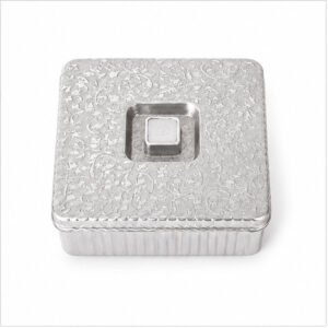 Silver-Finish Square Storage Container