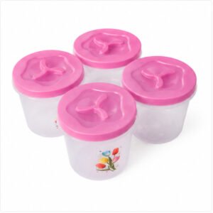 Pink-Lid Mini Container Cup Set