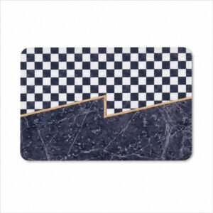 Checkered Marble-Print Door Mat