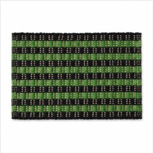 Green and Black Striped Door Mat