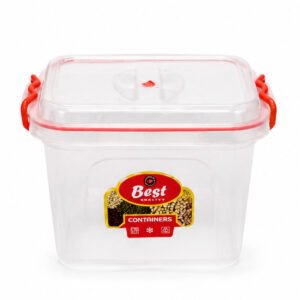 Transparent Storage Container with Red Locking Clips