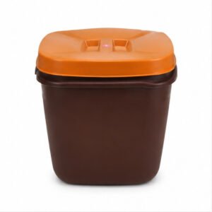 Brown and Orange Waste Bin with Lid