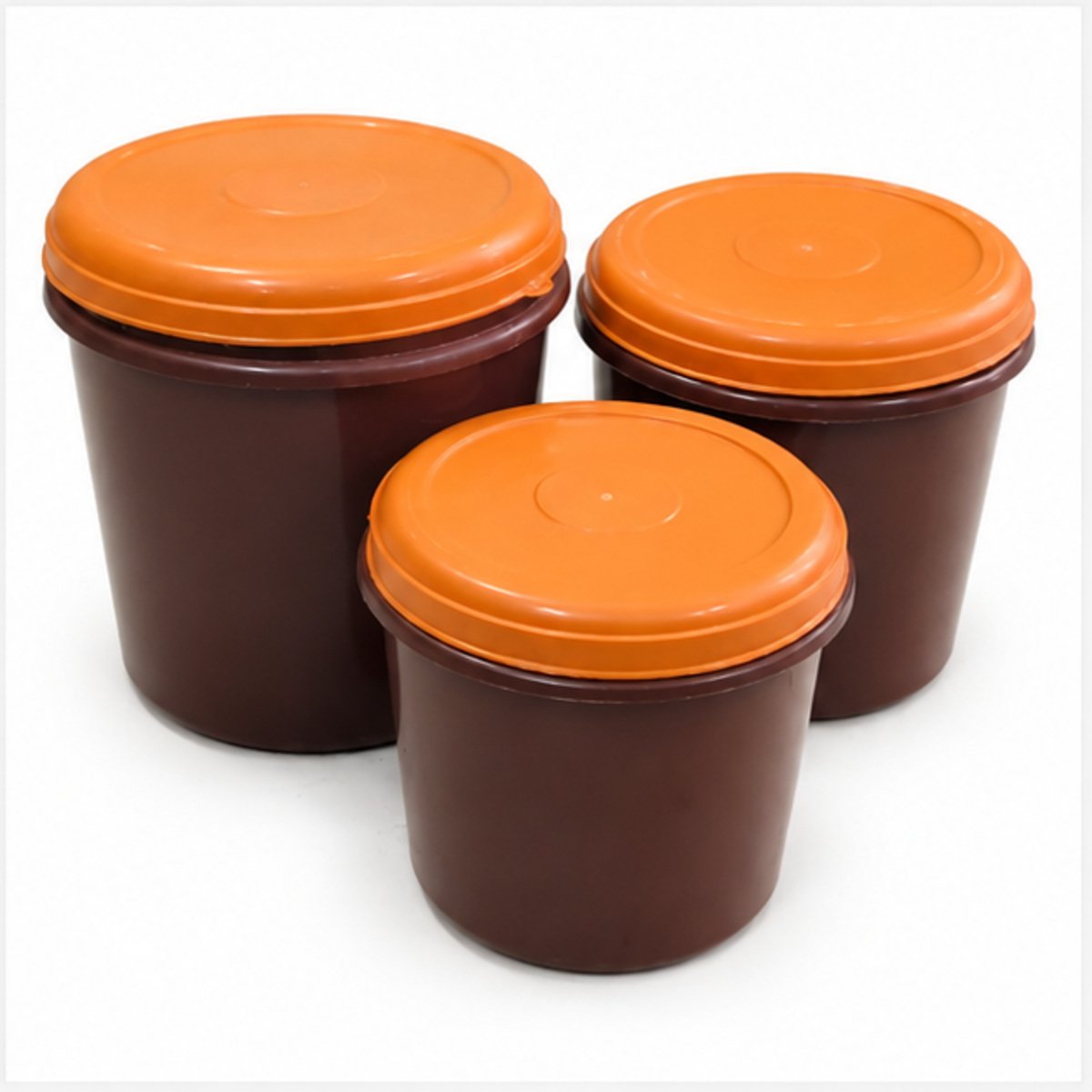 Brown Container Set with Orange Lids - Image 4