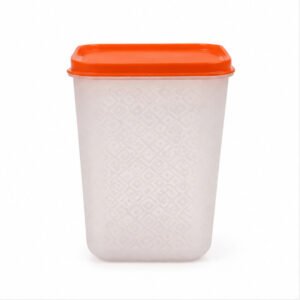 Tall Square Storage Container with Orange Lid