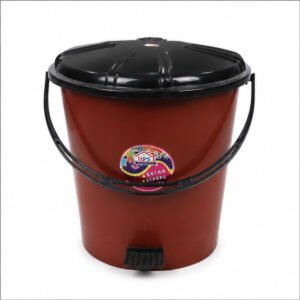 Brown Pedal Dustbin with Black Lid