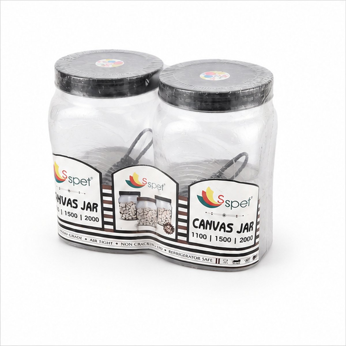 Clear Multipurpose Storage Jar Set of 2 with Black Lids - Image 3