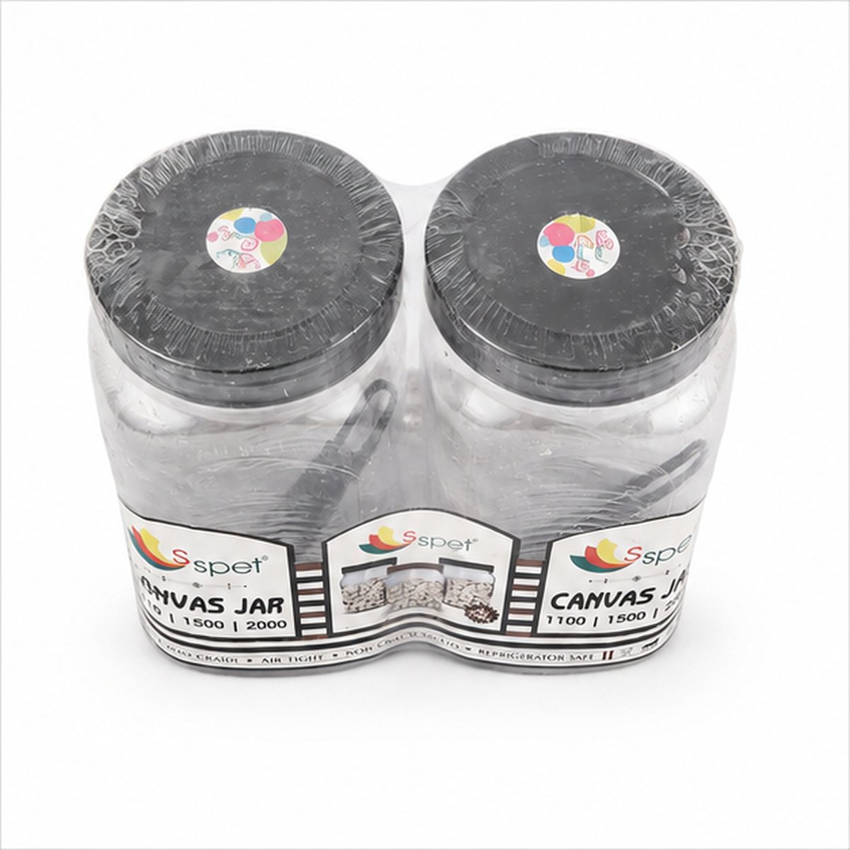 Clear Multipurpose Storage Jar Set of 2 with Black Lids - Image 4