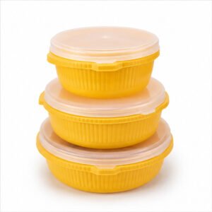 Yellow Round Storage Container Set of 3
