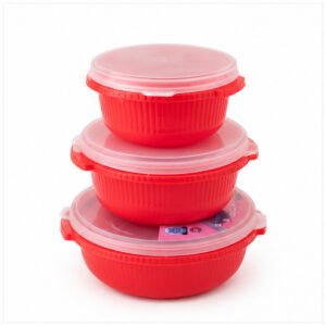 Red Round Storage Container Set of 3