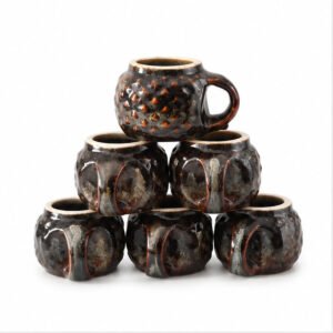 Black Marble Print Ceramic Mug Set of 6