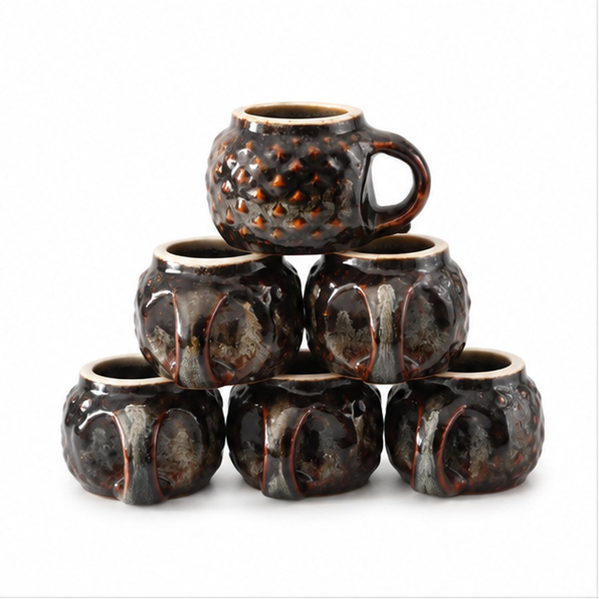 Black Marble Print Ceramic Mug Set of 6