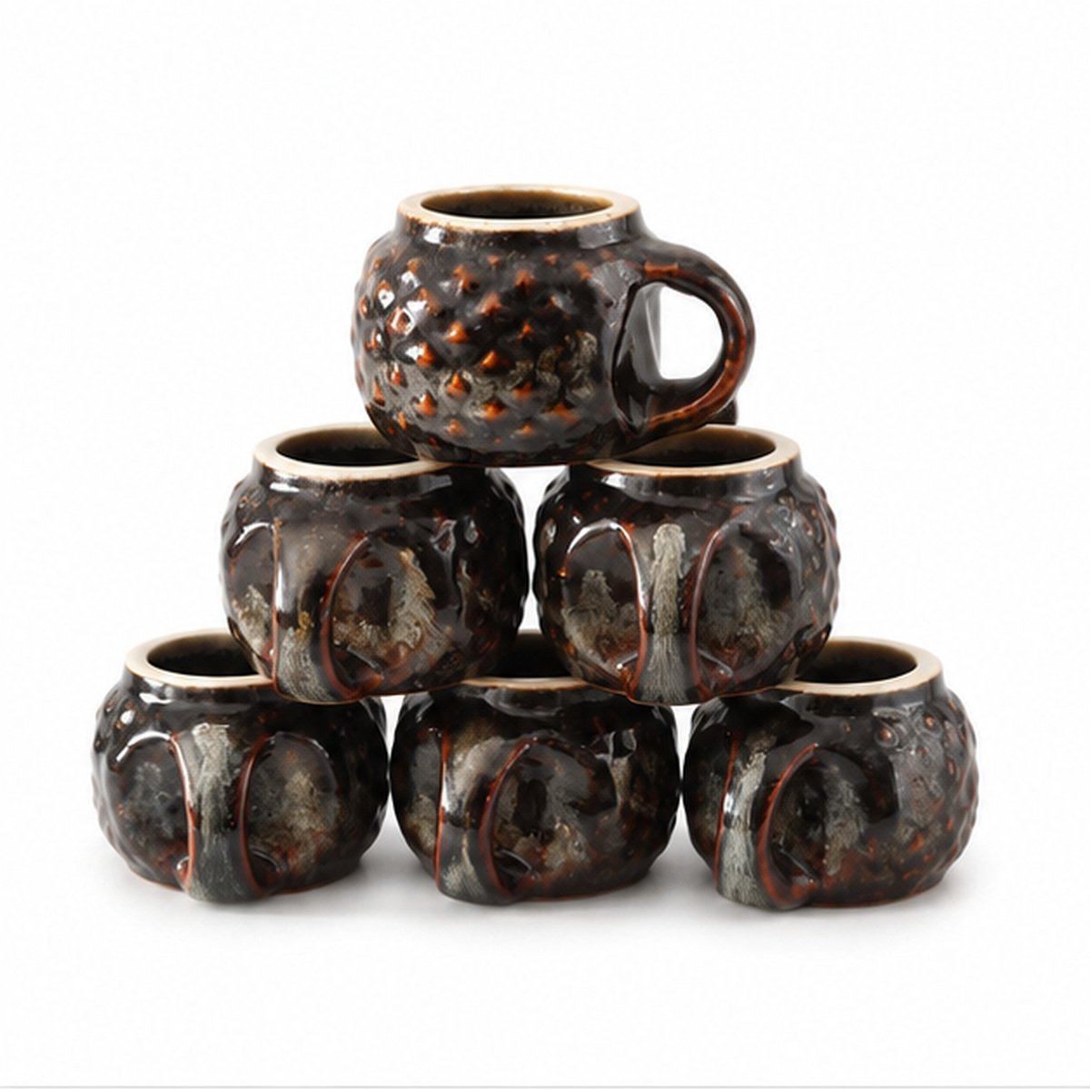Black Marble Print Ceramic Mug Set of 6 - Image 2