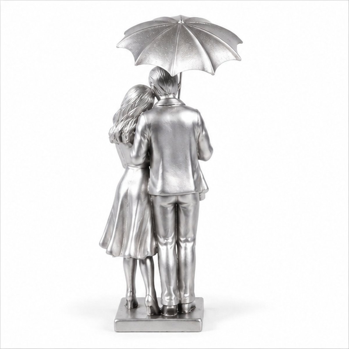 Silver Couple Under Umbrella Decorative Figurine - Image 4