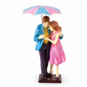 Colourful Romantic Couple Under Umbrella Showpiece