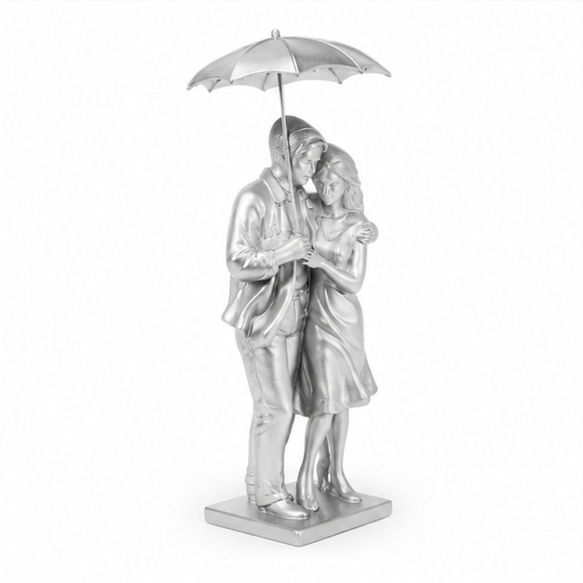 Silver Romantic Couple Umbrella Tabletop Showpiece - Image 3