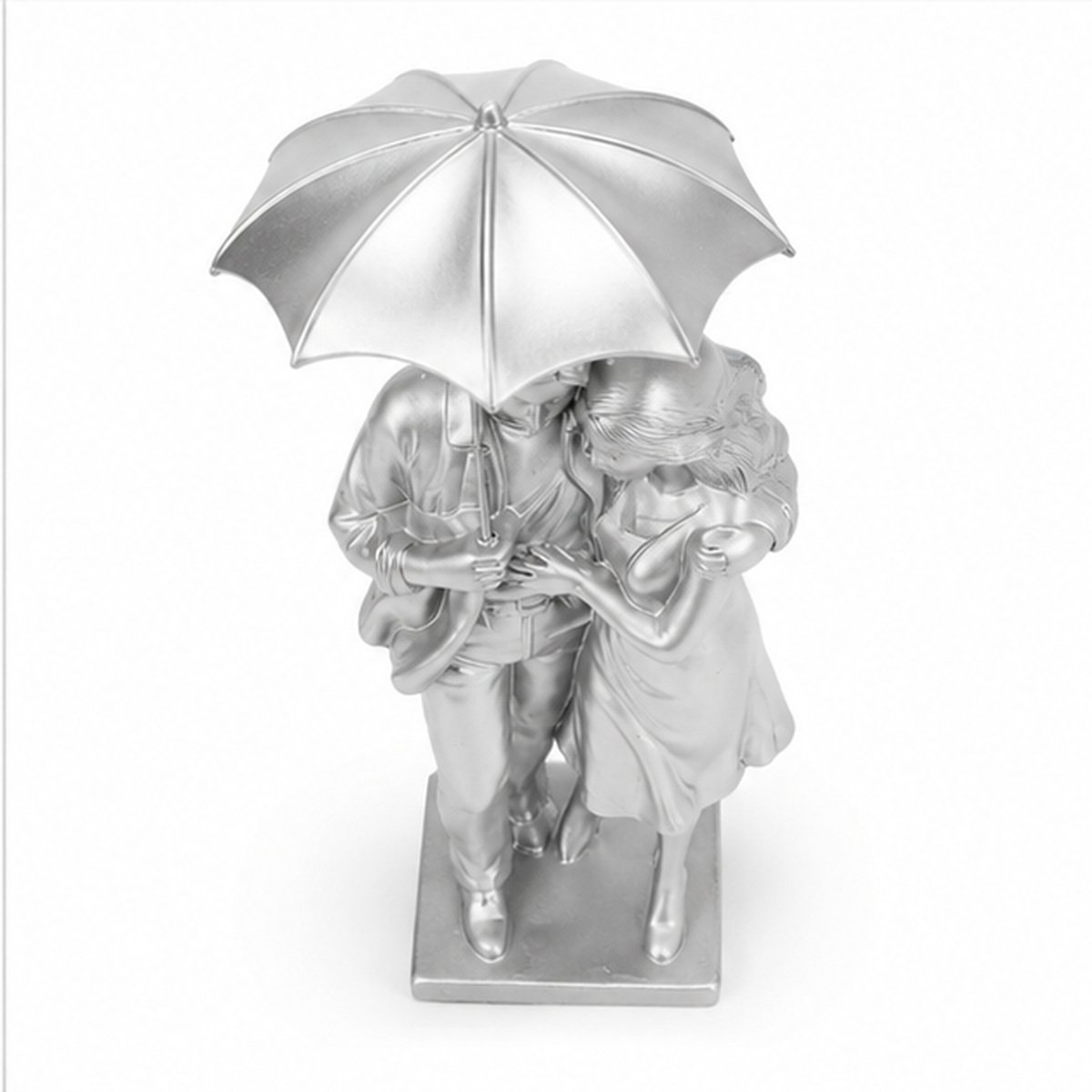 Silver Romantic Couple Umbrella Tabletop Showpiece - Image 4