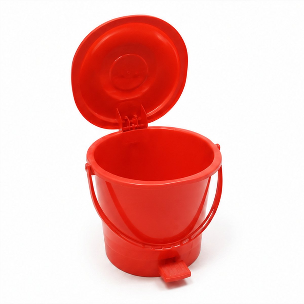 Red Plastic Pedal Dustbin with Lid - Image 2