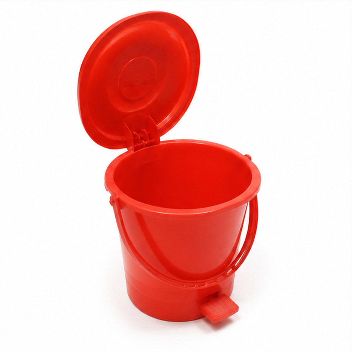 Red Plastic Pedal Dustbin with Lid - Image 3