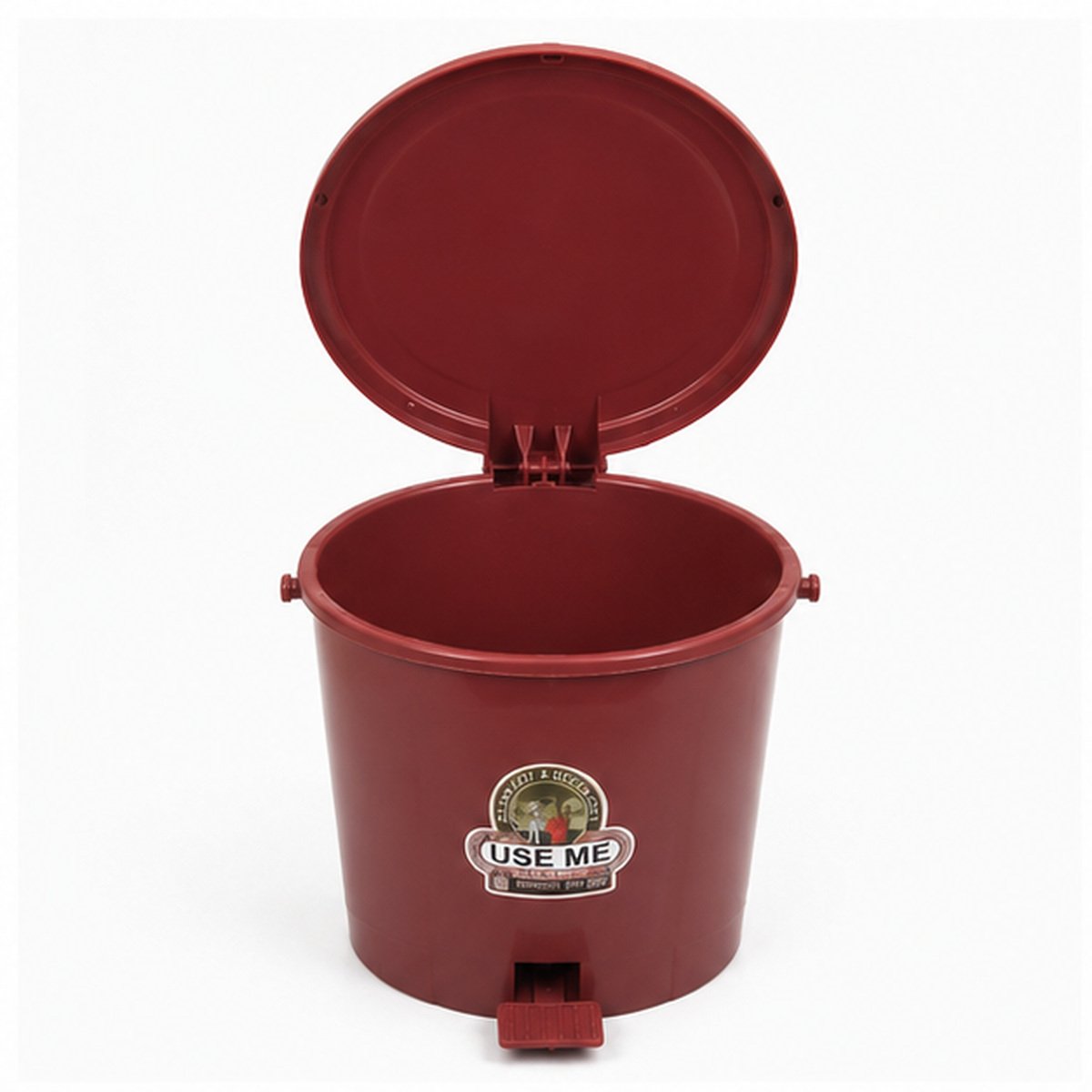 Brown Plastic Pedal Dustbin with Lid