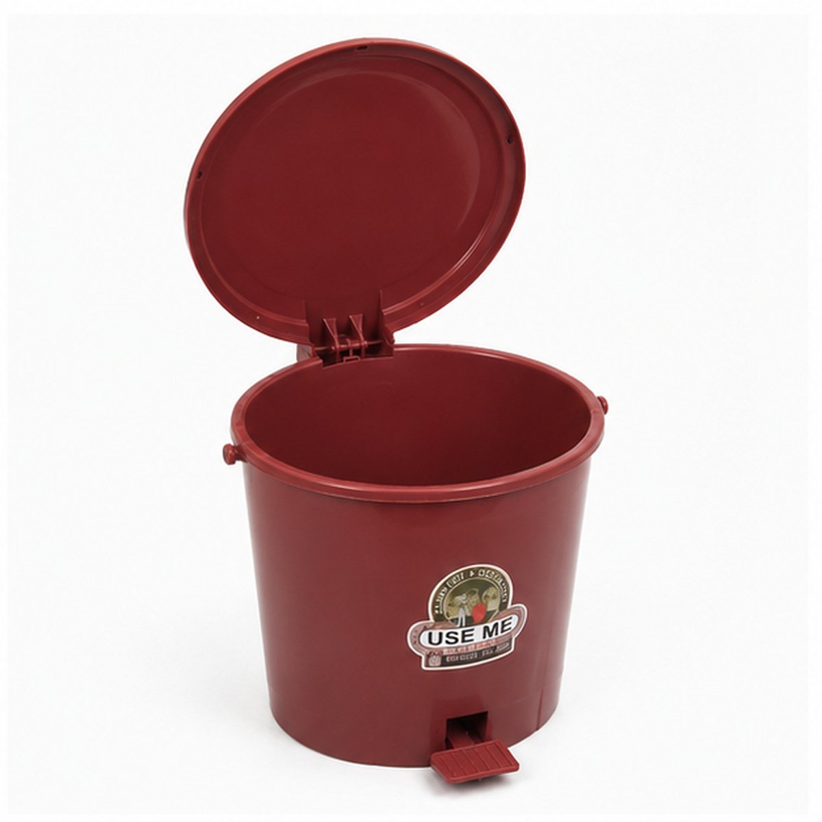 Brown Plastic Pedal Dustbin with Lid - Image 2