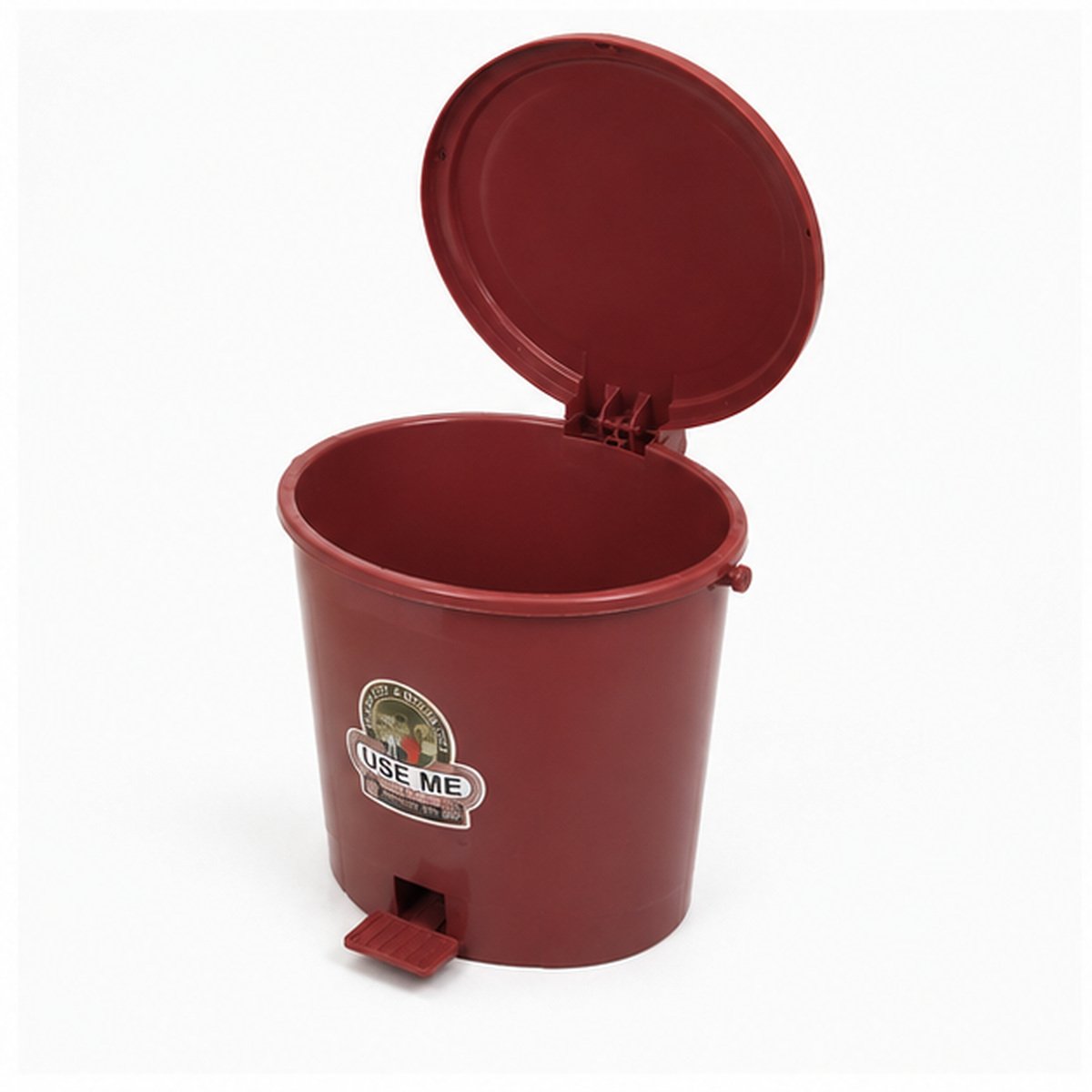 Brown Plastic Pedal Dustbin with Lid - Image 3