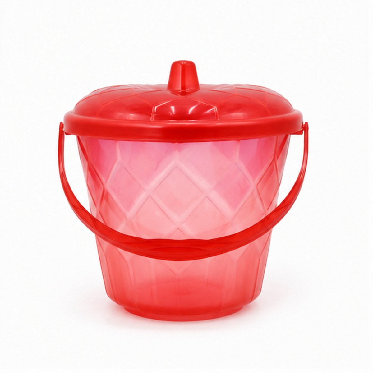 Red Plastic Bucket with Lid and Handle