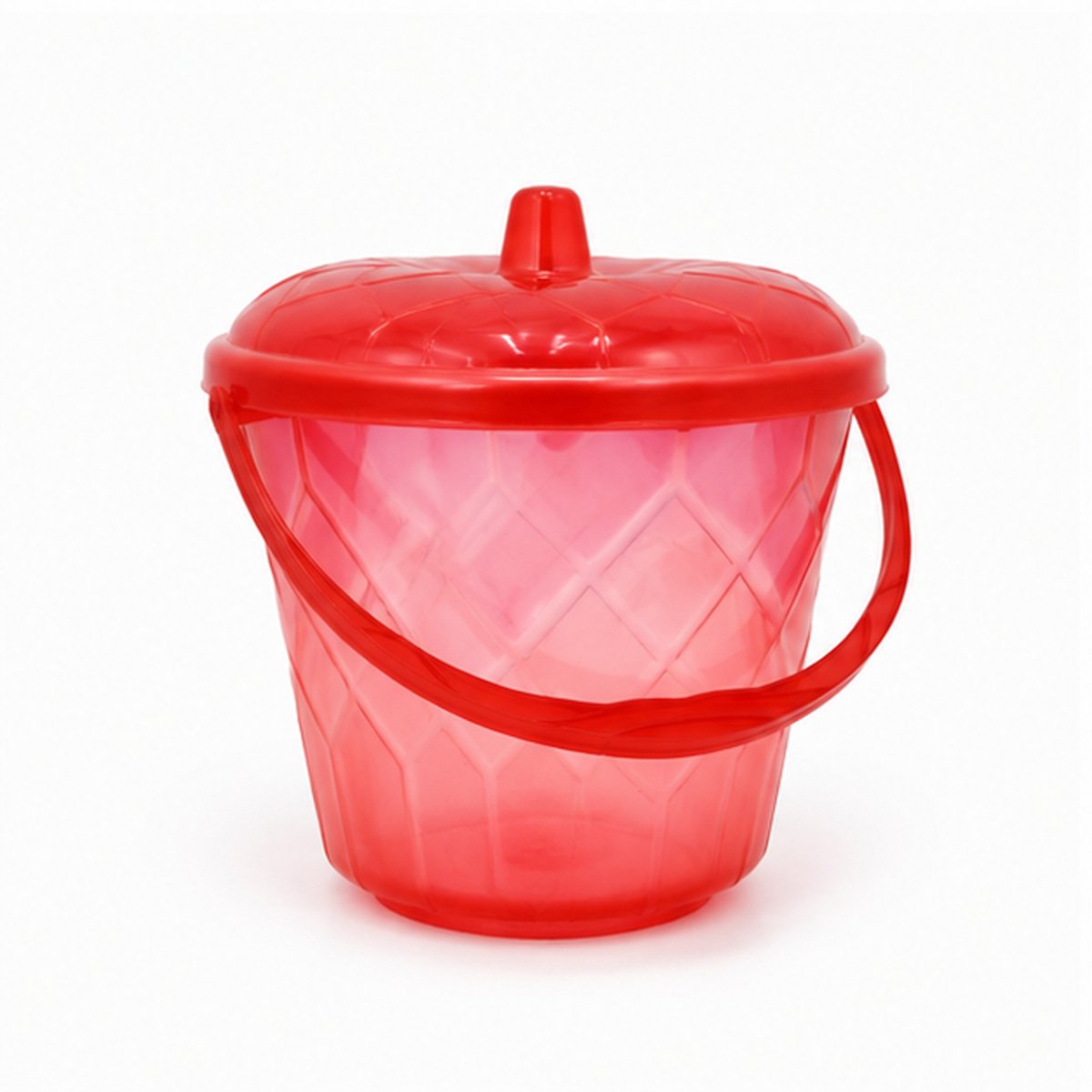 Red Plastic Bucket with Lid and Handle - Image 3