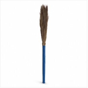 Natural Grass Broom with Blue Handle