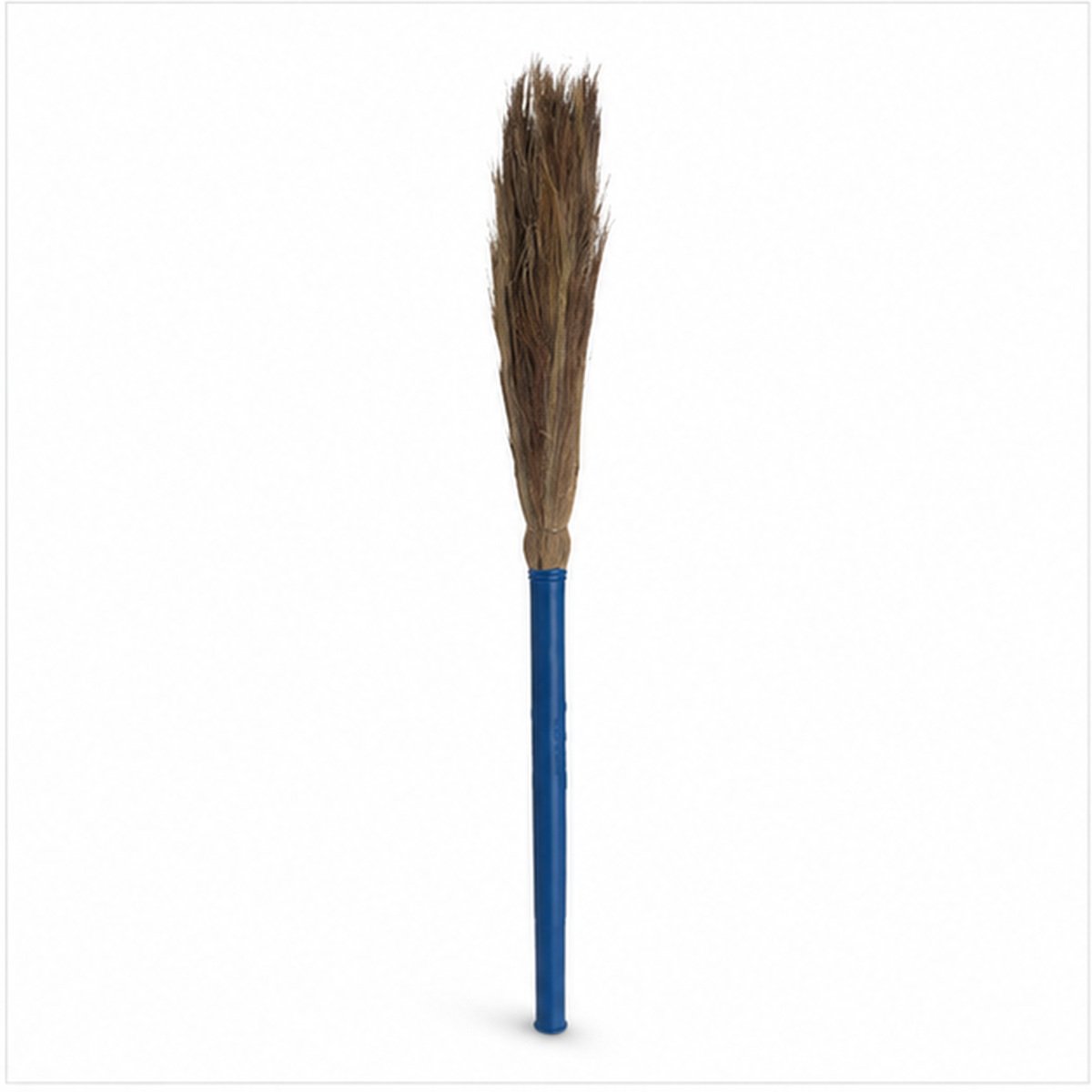 Natural Grass Broom with Blue Handle - Image 2
