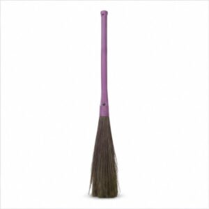 Traditional Grass Broom with Purple Handle