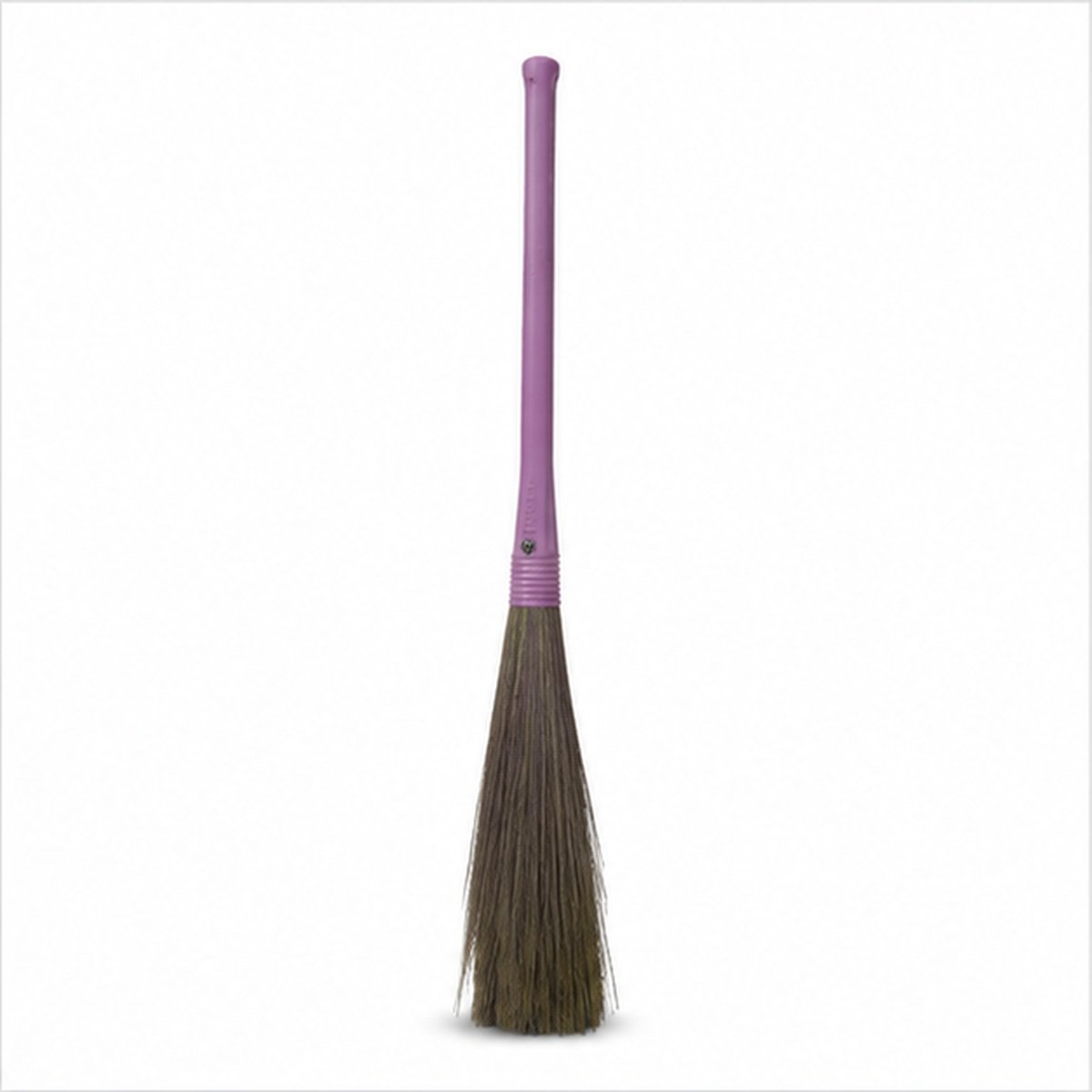 Traditional Grass Broom with Purple Handle - Image 2