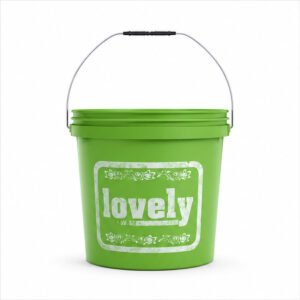 Green Square Plastic Bucket with Metal Handle
