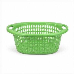 Green Round Plastic Laundry Basket with Handles