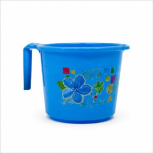 Blue Floral Plastic Bath Mug with Handle