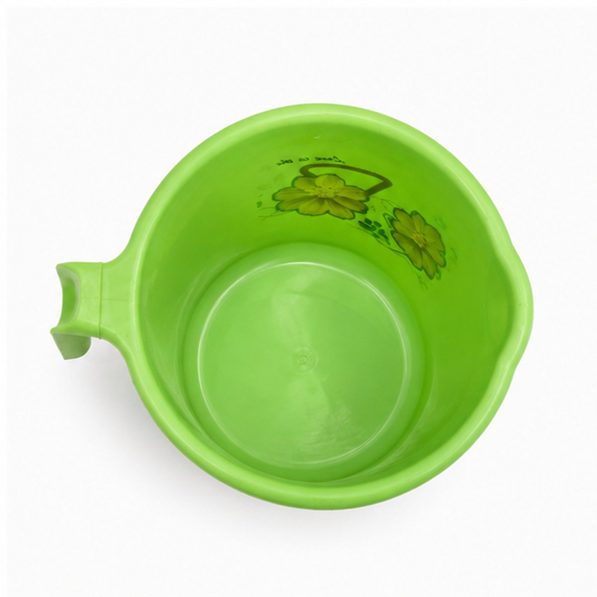 Green Floral Plastic Bath Mug with Handle - Image 4