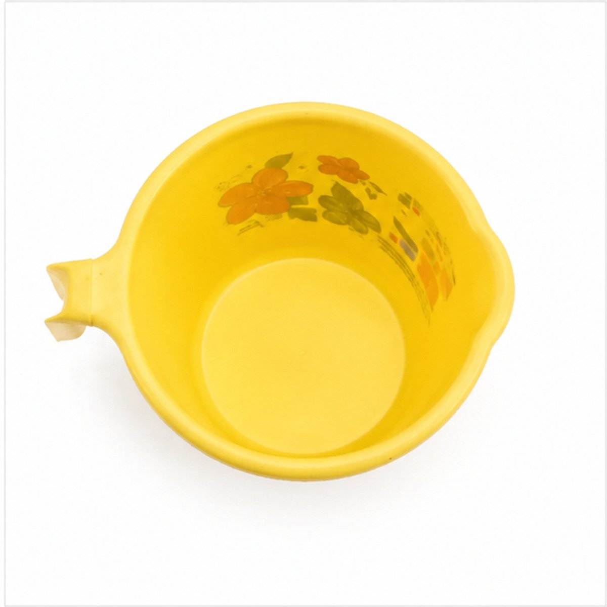 Yellow Floral Plastic Bath Mug with Handle - Image 4